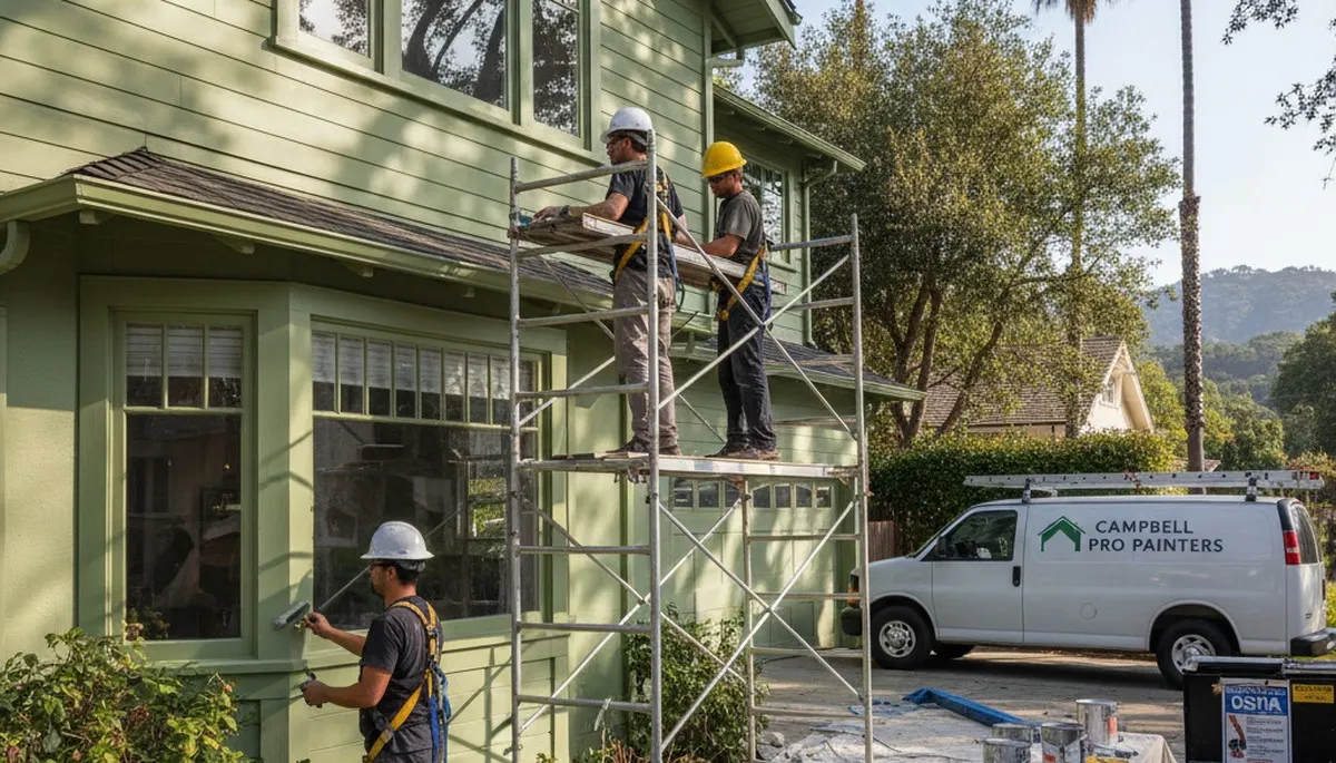 San Jose, CA painting crew applying interior wall paint for a professional home refresh