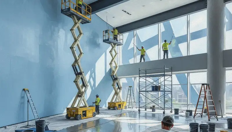 San Jose commercial painters refreshing a business exterior with professional paint service