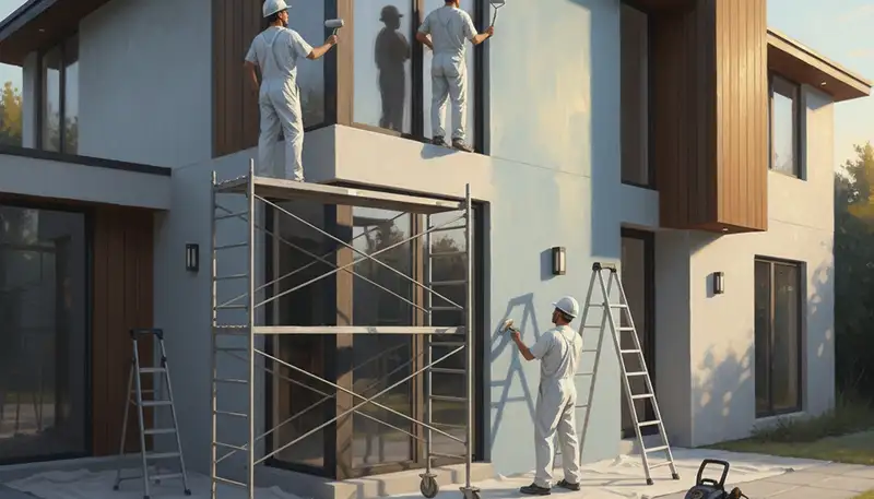 San Jose house painters applying exterior paint on a residential home in San Jose, CA